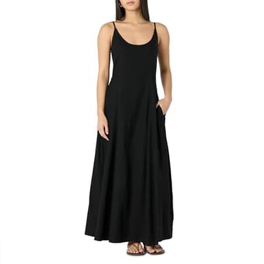 The Drop Women’s Luna Scoop Neck Linen Maxi Dress, Black, M - Image 1