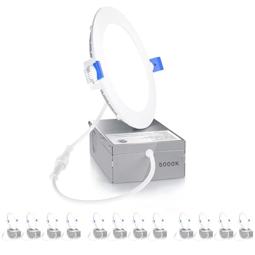 Ensenior 12 Pack 4 Inch LED Recessed Ceiling Light, Dimmable, 5000K Daylight, 750LM 9W 120V, High Brightness Canless Wafer Downlight - ETL&FCC&IC - Image 1