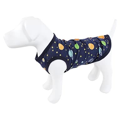 Luvable Friends Dog Pet Dog and Cats Cotton T-Shirts 2pk, Space Plaid, Medium - Image 3