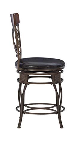 Powell Big and Tall Back Scroll Stool, Counter Height, Dark Bronze/Brown - Image 11