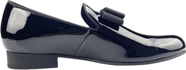Justar Men's Patent Leather Tuxedo Dress Shoes Slip-on Loafers with Bowtie Wedding Party Prom Shoes for Men (Black, 9) - Image 3