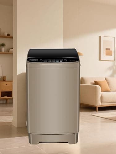 F.W.WOOLWORTHS 17.7 lbs Full Automatic Washing Machine with Spin Dryer - 10 Wash Programs, 8 Water Levels, LED Display, Drain Pump, Washer for Apartment, Dorm, Home, Gold - Image 2