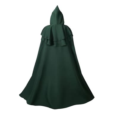 Giftdigger Renaissance Hooded Cloak for Women Men,Adult Medieval Cloak,Vintage Viking Cape,Halloween Renaissance Costume Women Men,Gothic,Green Cape with Hood,M/150cm - Image 2