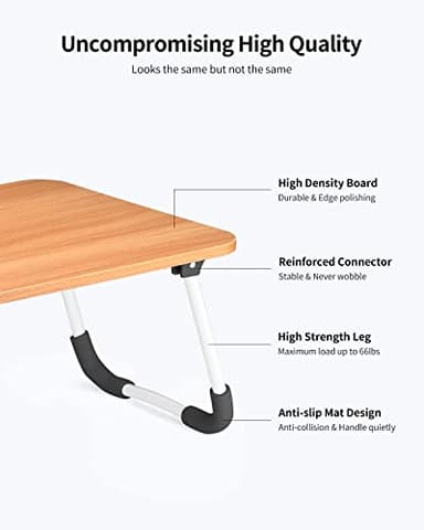Ruxury Folding Lap Desk Laptop Stand Bed Desk Table Tray, Breakfast Serving Tray, Portable & Lightweight Mini Table for Sofa Couch Floor - - Wood - Image 6