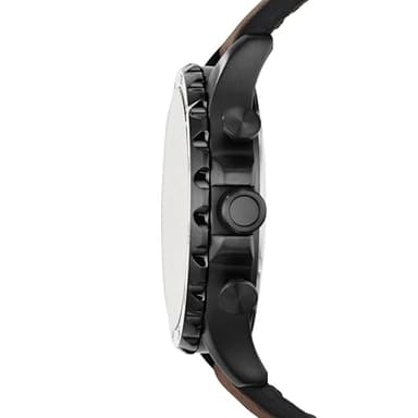 Fossil Men's Nate Quartz Stainless Steel and Leather Chronograph Watch, Black & Dark Brown Leather Watch (Model: JR1487) - Image 2