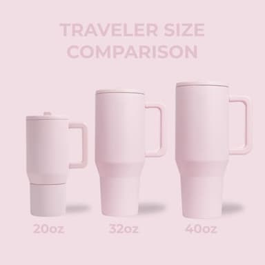 HydroJug Traveler - 32 oz Water Bottle with Handle & Flip Straw - Fits in Cup Holder, Leak Resistant Tumbler-Reusable Insulated Stainless Steel & Rubber Base - Gifts for Women & Men, Pink Sand - Image 5