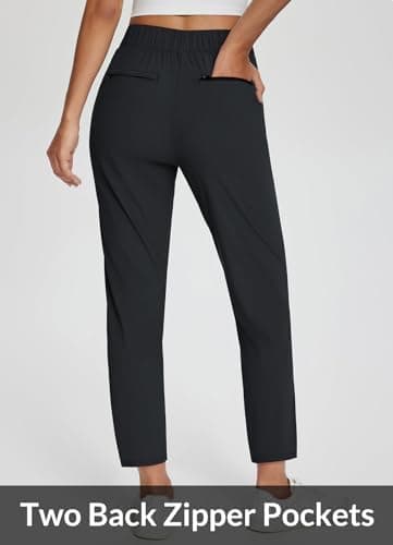 baleaf Womens Travel Pants Lightweight Stretch with Zipper Pockets Petite Ankle Dressy Golf Work Business Casual Slacks - Image 5