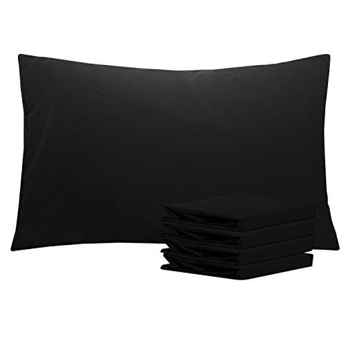 NTBAY Queen Pillowcase Set - 4 Pack Brushed Microfiber 20x30 Pillowcases - Soft, Wrinkle-Free, Fade-Resistant, Stain-Resistant, Black Pillowcases with Envelope Closure - 20x30 Inches, Black - Image 1