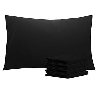 NTBAY Queen Pillowcase Set - 4 Pack Brushed Microfiber 20x30 Pillowcases - Soft, Wrinkle-Free, Fade-Resistant, Stain-Resistant, Black Pillowcases with Envelope Closure - 20x30 Inches, Black - Image 1