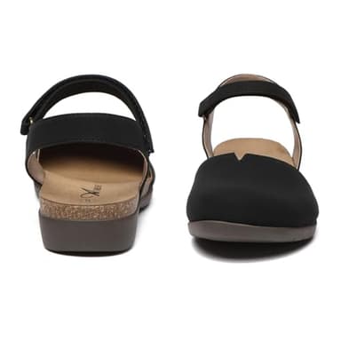 Athlefit Women's Closed Toe Sandals Comfort Cork Footbed Arch Support Flat Sandals Black Size 8.5 - Image 4