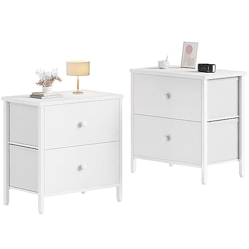 BOLUO White Nightstands Set of 2, 2 Drawer Dresser for Bedroom Night Stand Small Dresser End Table with Drawers Modern - Image 1