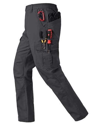 CNBQDD Mens Cargo Work Pants Water Resistant Cargo Pants Men Ripstop Construction Work Pants with Pockets Tactical Hiking Pants Dark Gray 38Wx34L - Image 1