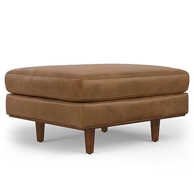 SIMPLIHOME Morrison Mid-Century Modern 89 inch Wide Sofa with Ottoman Set in Caramel Brown Genuine Leather for the Living Room and Family Room - Image 11