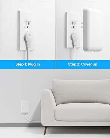 Olcorife Flat Extension Cord with Outlet Cover, Flat Plug Power Strip with 6 Outlets and 3 USB Ports, 2000 Joules Surge Protector, 5 FT Cord Hidden Outlet Extender for Tight Spaces, White - Image 4