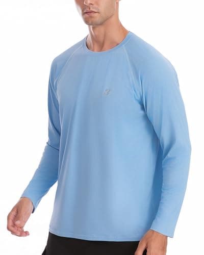 Roadbox Men's UPF 50+ Rash Guard Long Sleeve, Cool Dry UV Sun Protection Water T-Shirts, Lightweight Fishing Hiking Shirts Blue - Image 1