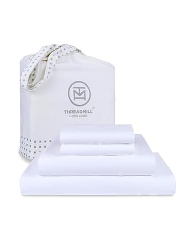 Threadmill Luxury 800 Thread Count King 100% Cotton Sheets - Hotel White Sateen Weave Bed-Sheets, Better Than Egyptian Cotton, 4 Pc Solid Soft Bed Set, Fits 16" Deep Pocket - Image 1