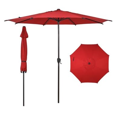 Abba Patio 9FT Lyon Outdoor Patio Umbrella Outdoor Table Umbrella with Push Button Tilt and Crank Market Umbrella 8 Sturdy Ribs UV Protection Waterproof for Garden Deck Backyard Pool Dark Red - Image 1