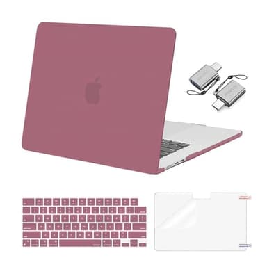 MOSISO Compatible with MacBook Air 15 inch Case 2025 2024 2023 M4 A3241 M3 A3114 M2 A2941 with Liquid Retina Display Touch ID, Plastic Hard Shell&Keyboard Cover&Screen Film&Type C, Dusty Rose - Image 1
