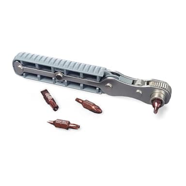 “jiaozimifan 5-Piece Mini Ratchet Wrench Set, 1/4-Inch Drive, High-Torque Offset Reversible Screwdriver with Phillips, Slotted, Hex, and Torx Bits for Tight Spaces (5) - Image 1