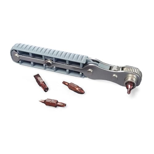 “jiaozimifan 5-Piece Mini Ratchet Wrench Set, 1/4-Inch Drive, High-Torque Offset Reversible Screwdriver with Phillips, Slotted, Hex, and Torx Bits for Tight Spaces (5)