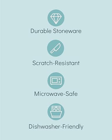 Stoneware dinnerware set 8 persons 32 pcs - Dishwasher, microwave and scratch resistant - Bowl and plate set 8 persons modern - Dinner service Pure Living black in gray… - Image 5