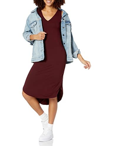 Amazon Essentials Women's Jersey Regular-Fit Sleeveless v-Neck Midi Dress (Previously Daily Ritual), Dark Red, XX-Large - Image 4