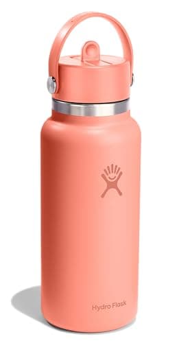 Hydro Flask Water Bottle - Insulated Stainless Steel - Wide Mouth Flex Straw Lid, Non Spill, Leakproof and Refillable in 32 Oz Sunglow - Image 2
