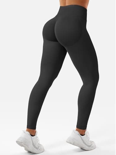 YEOREO SoftHue Hidden Scrunch Butt Workout Leggings for Women Lifting Seamless Mid Low Waist 25" Gym Fitness Yoga Pants with Tummy Control Black-M - Image 6
