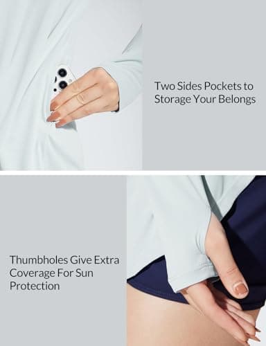 baleaf Women's Long Sleeve UPF 50+ Sun Protection Shirts Lightweight Open Front Cardigan with Pockets Beach Cover Up SPF Sun Wrap with Pockets Grey L - Image 5