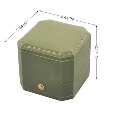 MTJYQYF 2 Slots Velvet Wedding Ring Box, Octagon Engagement Ring Box Ring Display Holder Case with Hinged Lid for Proposal Engagement Wedding, 2.44x2.44x2.17 IN-U2-PRB002-Green - Image 2