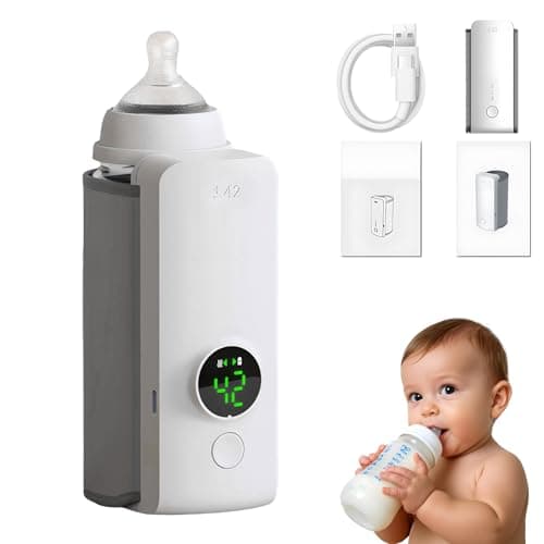 Portable Bottle Warmer for Travel, Rapid Warming with Battery-Powered Temperature Display, Waterless Milk Warming for Comfortable Baby Feeding On The Go - Image 1