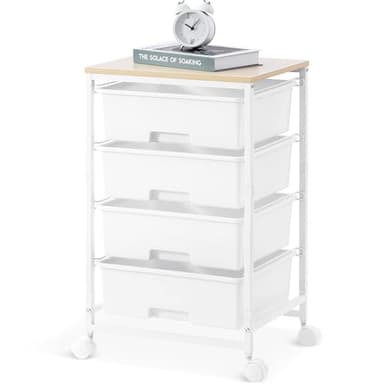 SYKIARIOL Utility Cart with 4 Drawers, Multipurpose Rolling Storage Cart with 4 Drawers and 2 Lockable Wheels, 4-Tier Rolling Storage Cart Organizer for Home Office Dorm, Bright White - Image 9