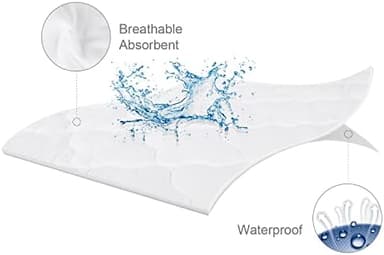 Bassinet Mattress Pad Cover Waterproof, Quilted Mattress Protector Sheets Fits All Mainstream Bassinet - Rectangle, Oval, Hourglass, 2 Pack, 17'' x 33'', Ultra Soft Breathable, White and Grey - Image 3