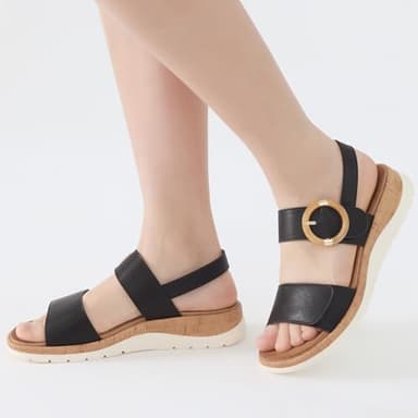 UBFEN Womens Flat Sandals Arch Support Open Toe Walking Comfy Casual Low Wedge Summer Shoes Black Size US 10.5 - Image 3