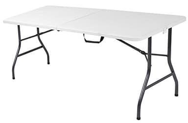 Cosco 6ft Fold-in-Half Blow Molded Folding Table, Indoor/Outdoor, Comfort Handle, Lightweight Plastic Construction - White - Image 1