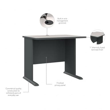 Bush Business Furniture Series A 36W Small Desk in White Spectrum and Slate, Compact Computer Table for Home or Professional Office - Image 6