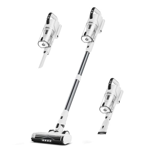 Klarpul Cordless Vacuum Cleaner, 580W 48KPA 65Mins Runtime Fast Charging Vacuum Cleaner, Self-Standing LED Light Touch Screen Stick Vacuum for Home Light Weight,for Pet Hair/Carpet/Floor, White - Image 1