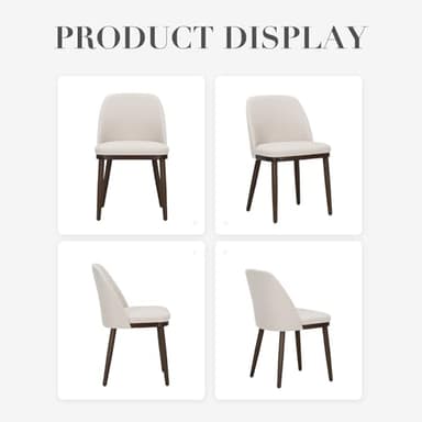 COLAMY Upholstered Dining Chairs Set of 4, Modern Kitchen Chairs with Back, Fabric Side Dining Room Chairs with Wood Legs for Kitchen Dining Room Restaurant, Beige - Image 8