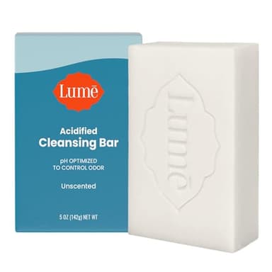Lume Acidified Body Cleansing Bar - 24 Hour Odor Control - Removes Odor Better than Soap - Moisturizing Formula - Formulated Without SLS or Parabens - OB/GYN Developed - 5 ounce (Unscented) - Image 1