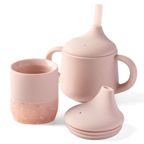 Moonkie Baby Training & Sippy Cup Set | 4 Months+ | Baby-Led Weaning Essential | Gift (Blush Cup Set, 2 Pack) - Image 1