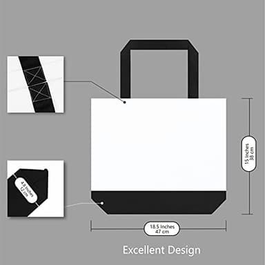 TOPDesign 12-Pack Super Strong Large 12oz Cotton Canvas Tote Bags, Reusable Grocery Shopping Cloth Bags, Fashionable Two-Tone Totes for Crafts, DIY Your Creative Designs - Image 5