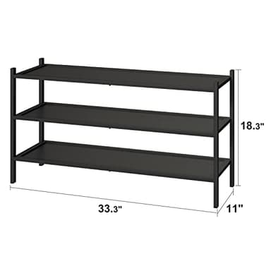 kiplant Black Long Shoe Rack, 3-Tier Bamboo Wood Shoe Rack for Entryway, Stackable | Foldable | Natural, Shoe Organizer for Hallway Closet, Free Standing Shoe Racks for Indoor Outdoor - Image 2