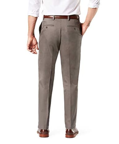 Dockers® Men's Straight Fit Signature Lux Cotton Stretch Khaki Pant - Creased, Dark Pebble, 34W x 34L - Image 3