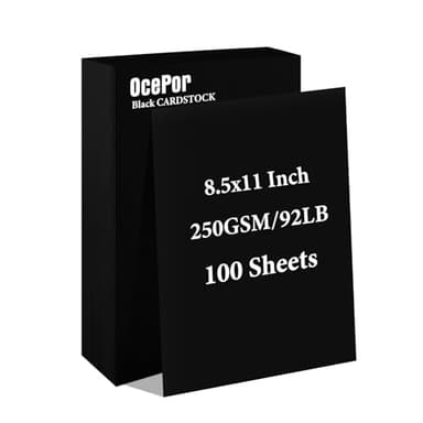 OcePor 100 Sheets Black Cardstock 8.5” x 11”, 92lb/250gsm Black Card Stock, Thick Card Stock Paper, Heavy Cardstock Paper for Printer, Resume, Scrapbooks, Art, Crafts, Business Cards - Image 1