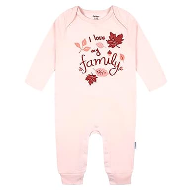 Gerber Baby Girls' 2-Pack Long Sleeve Jumpsuit, Pink Leaves, 0-3 Months - Image 2
