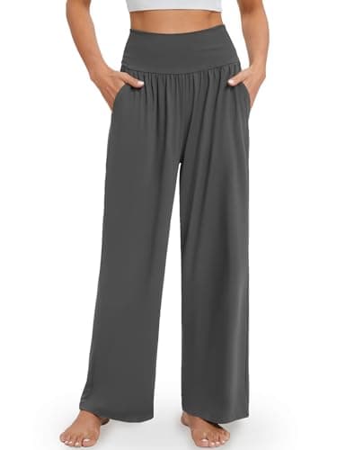 Gracyoga Wide Leg Yoga Pants for Women Casual Loose Cozy Sweatpants High Waisted Lounge Pajama Flowy Pants With Pockets - Image 1