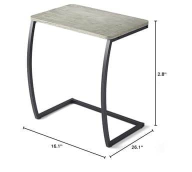 SRIWATANA Side Table, End Table, Vintage C-Shaped Couch Table for Sofa Laptop Coffee Snack, Light Grey - Image 3