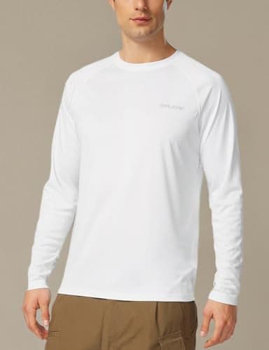 baleaf Men's Sun Protection Shirts UV SPF T-Shirts UPF 50+ Long Sleeve Rash Guard Fishing Running Quick Dry White Size L - Image 7