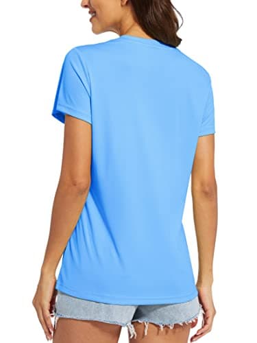 MAGCOMSEN Womens Short Sleeve T Shirts Dry Fit Shirts Summer Shirts UPF 50+ Hiking Shirts Athletic Shirt Running Top Waterful Blue L - Image 2