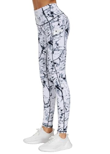 THE GYM PEOPLE Thick High Waist Yoga Pants with Pockets, Tummy Control Workout Running Yoga Leggings for Women (X-Large, Marble) - Image 4